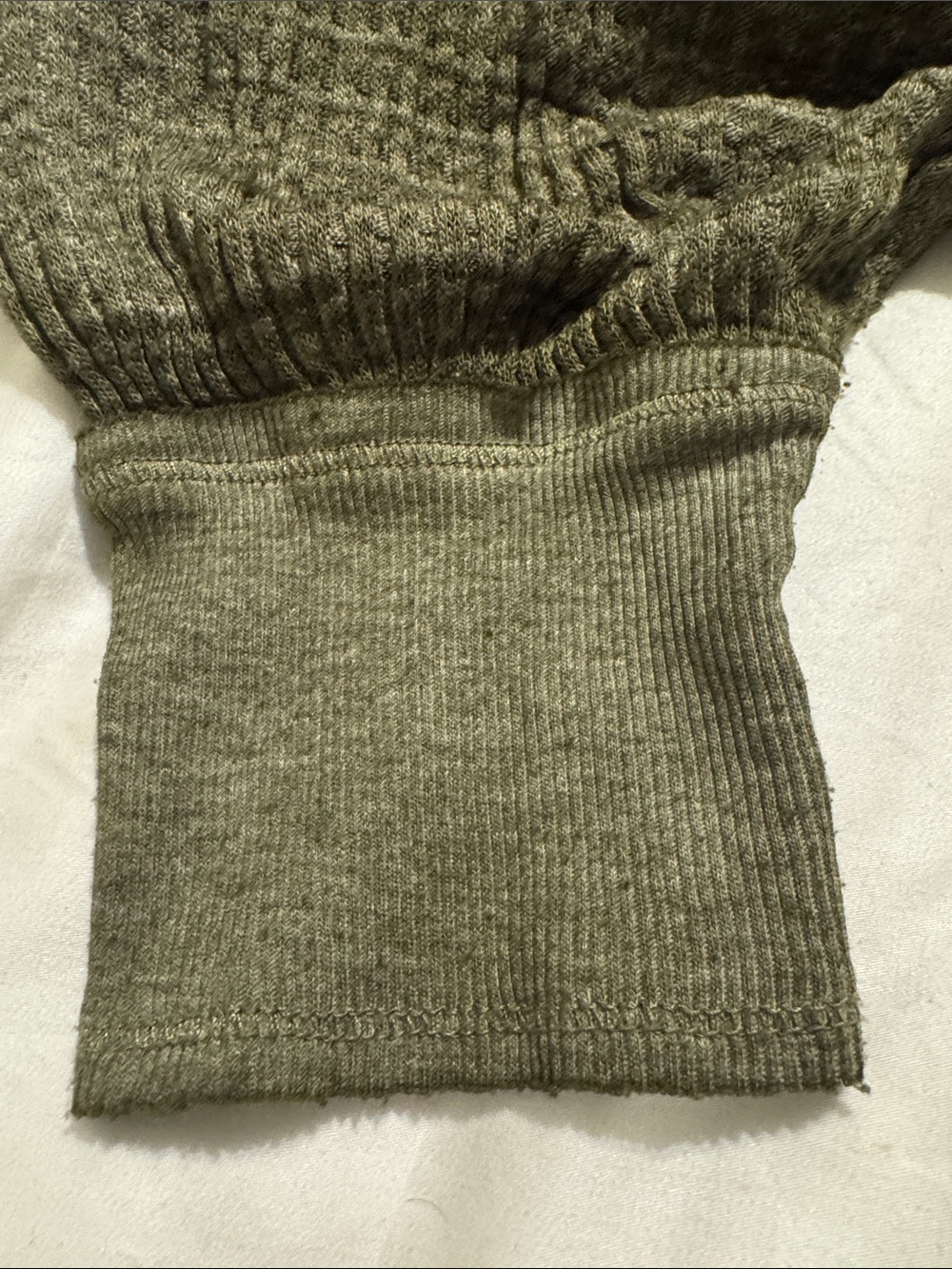 Free People We The Free South Side Thermal Top in Moss Green Waffle XS - Picture 6 of 6